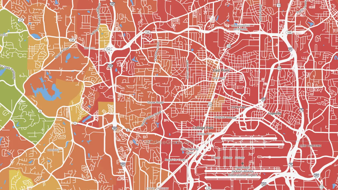 East Point, GA Map of Vandalism Rates