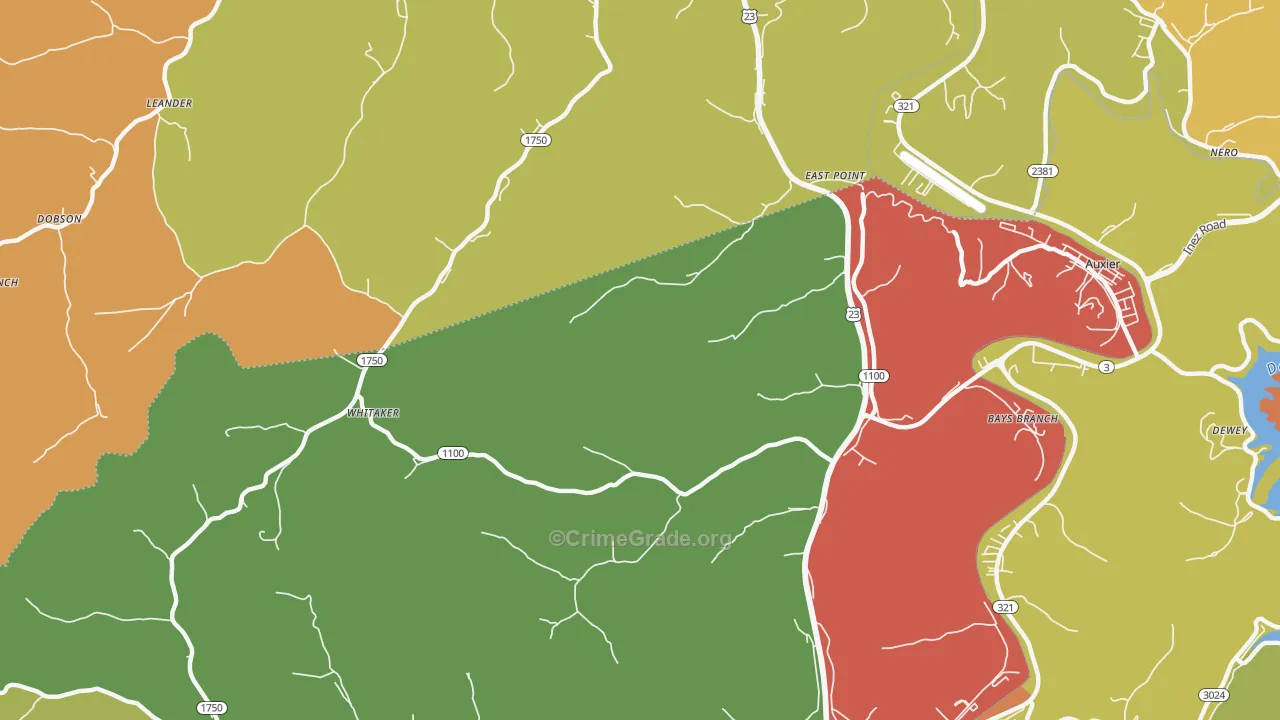 East Point, KY Map of Vandalism Rates