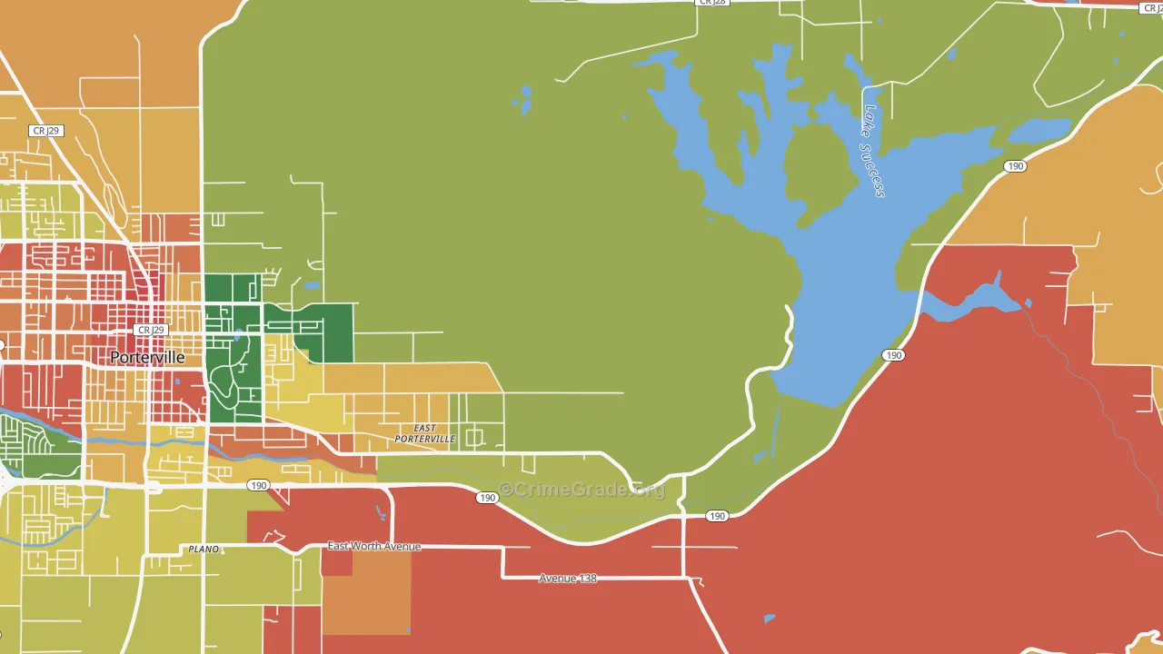 East Porterville, CA Map of Vandalism Rates