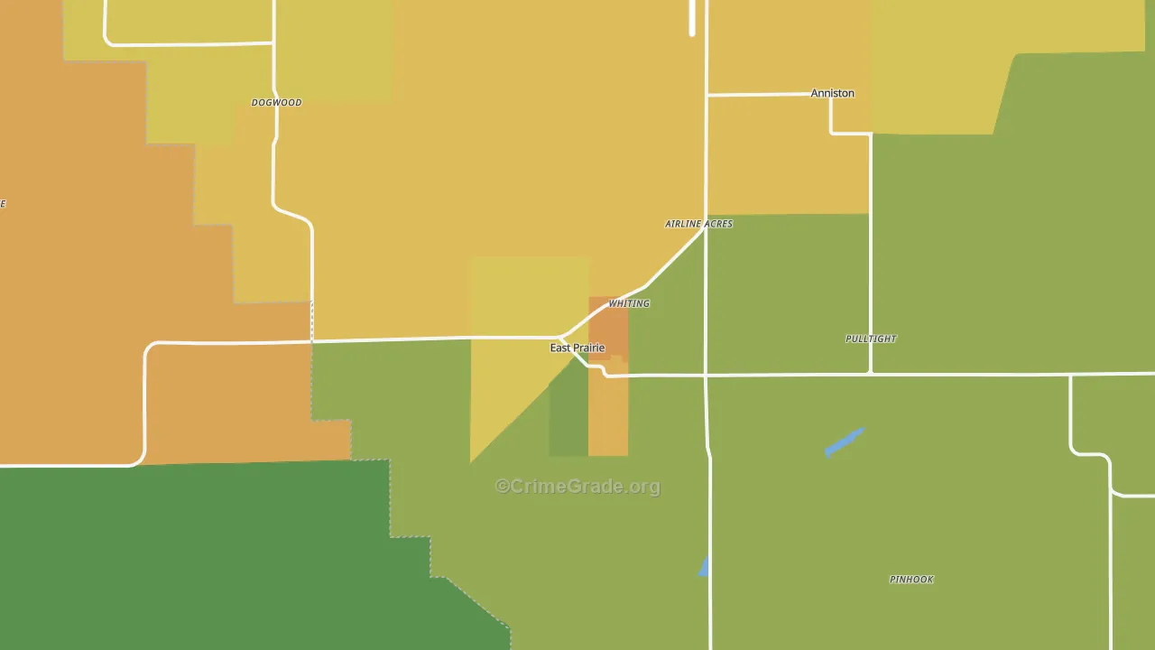 East Prairie, MO Map of Vandalism Rates