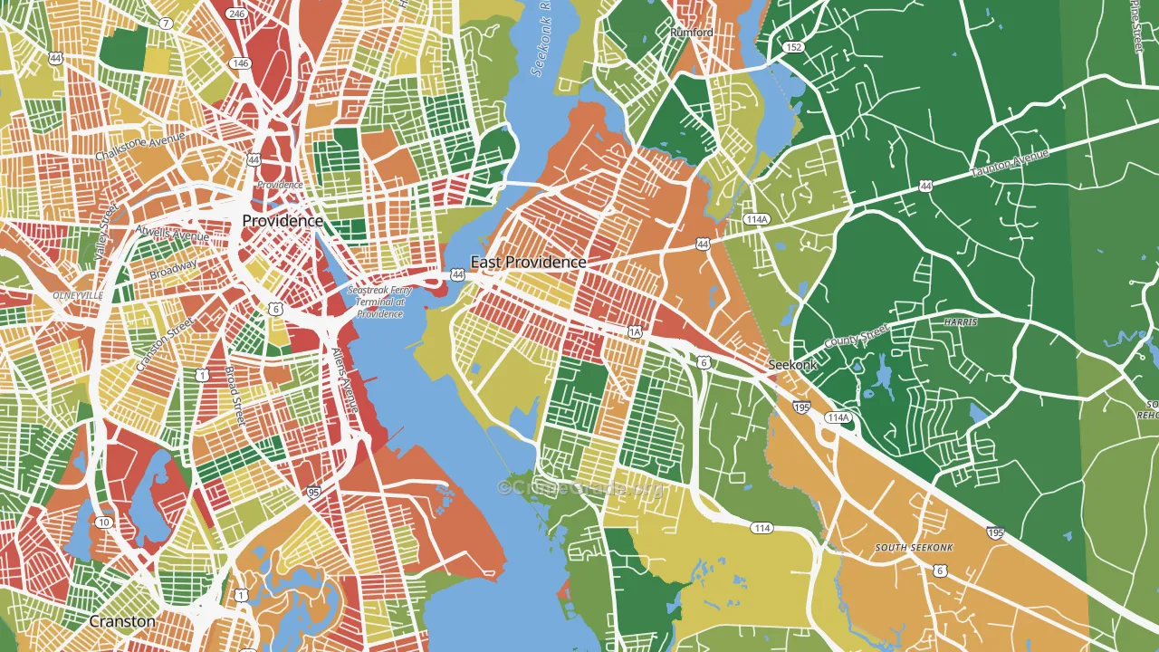 East Providence, RI Map of Vandalism Rates