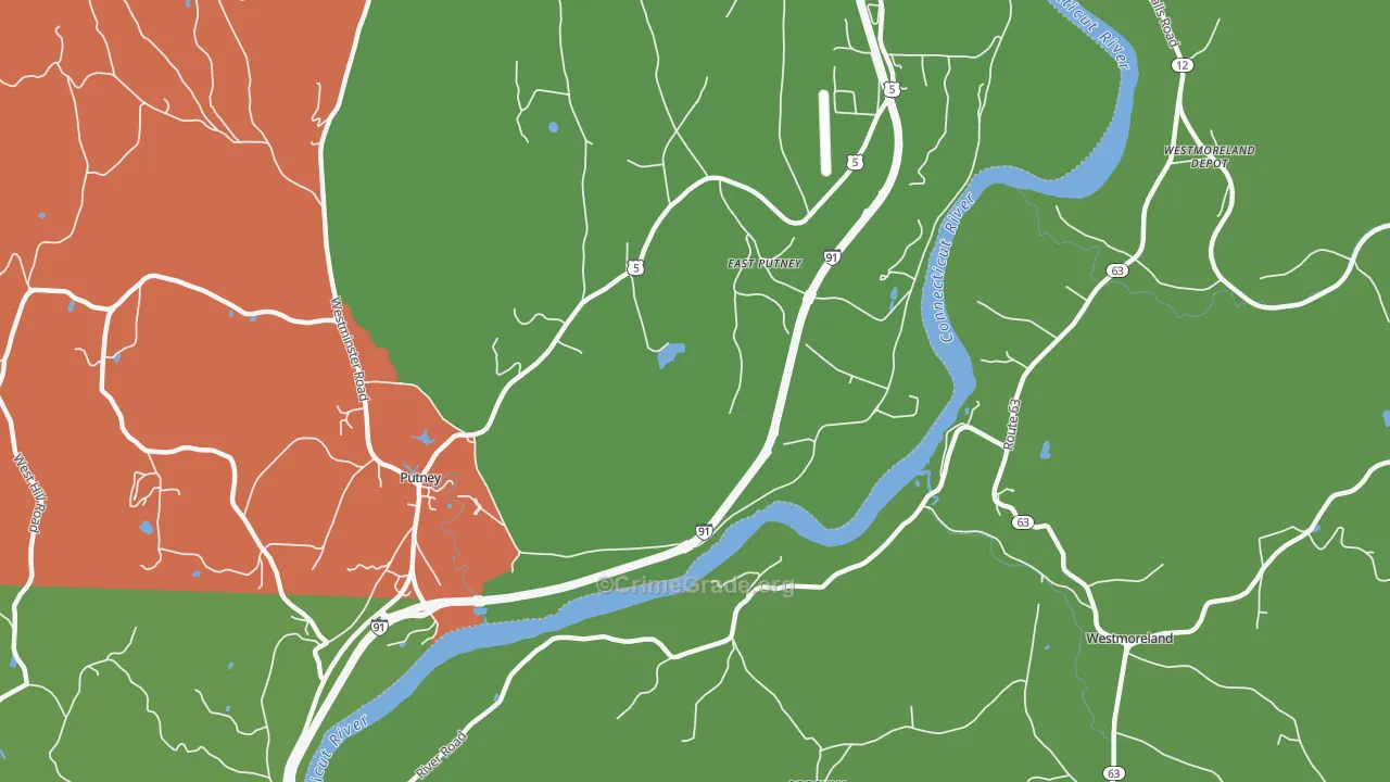 East Putney, VT Map of Vandalism Rates