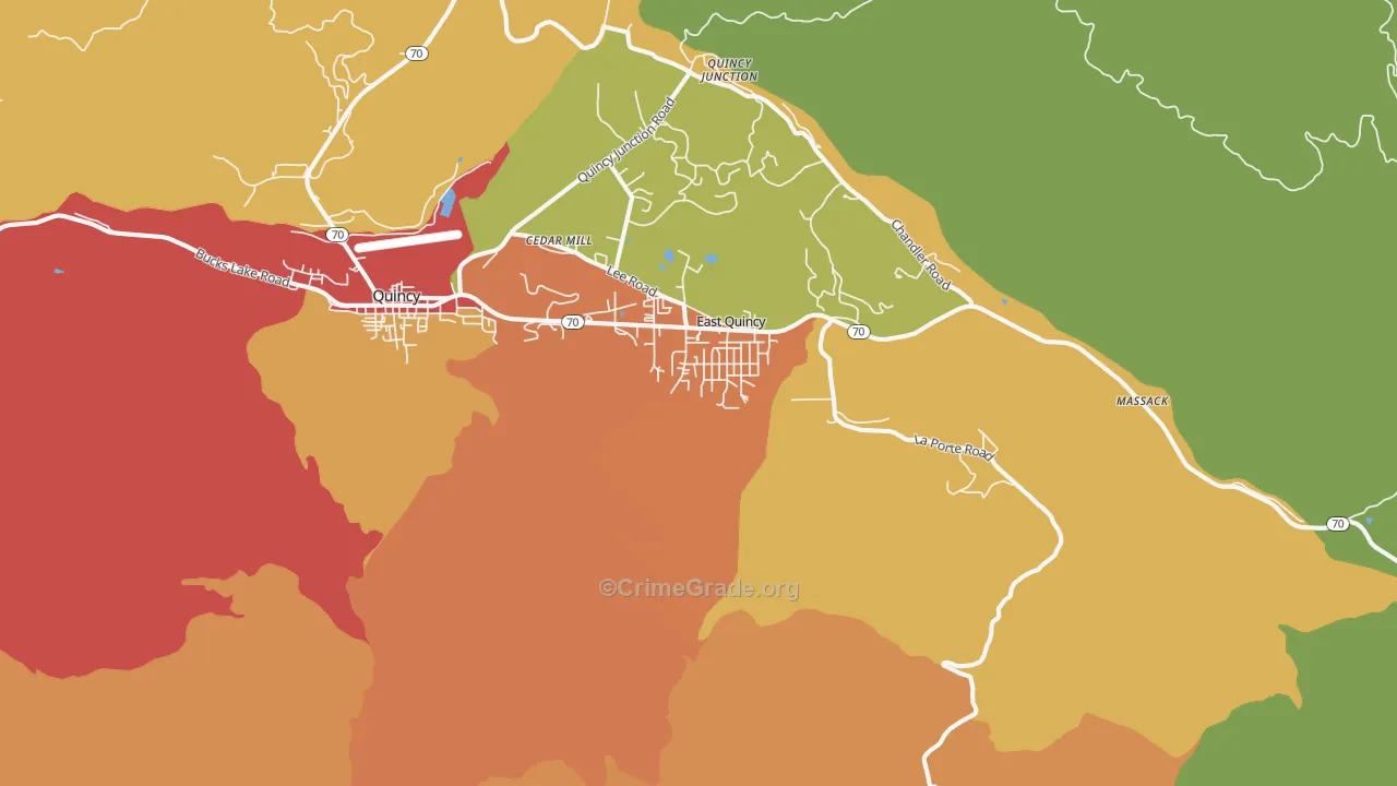 East Quincy, CA Map of Vandalism Rates