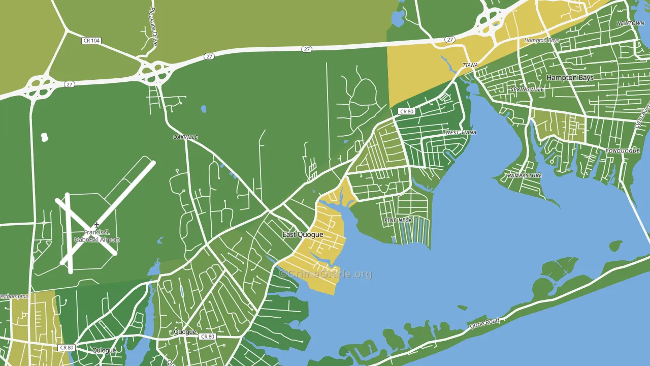 East Quogue, NY Map of Vandalism Rates