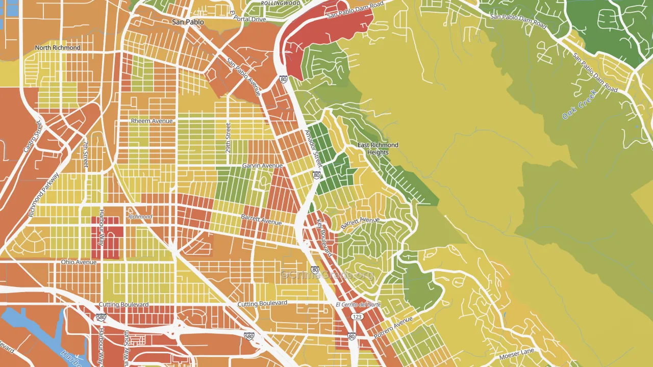 East Richmond, Richmond, CA Map of Vandalism Rates