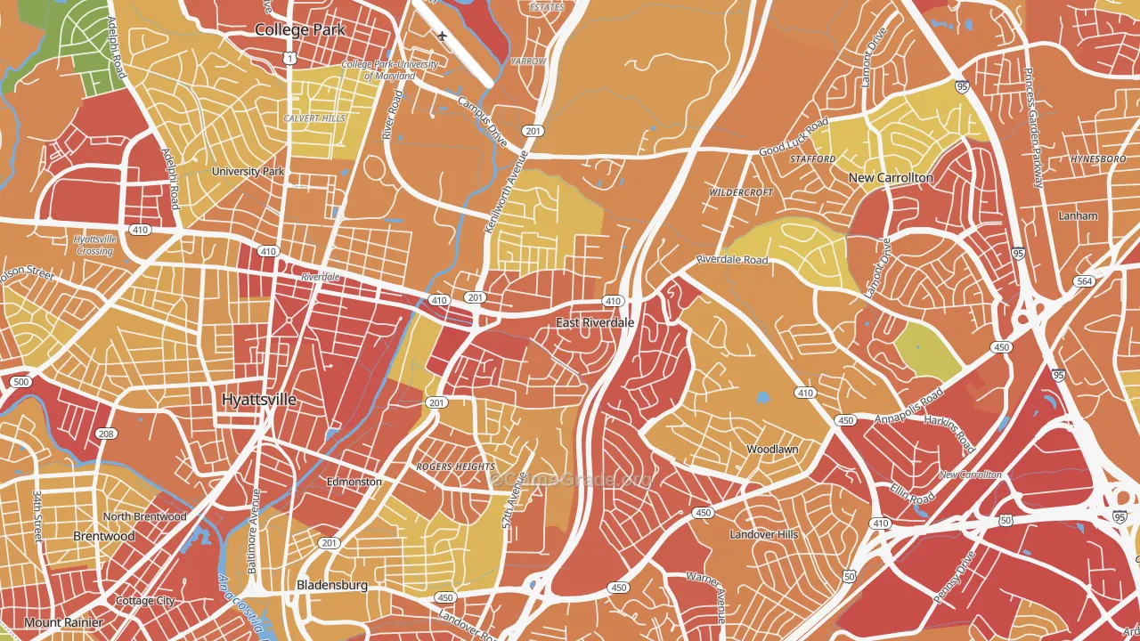 East Riverdale, MD Map of Vandalism Rates