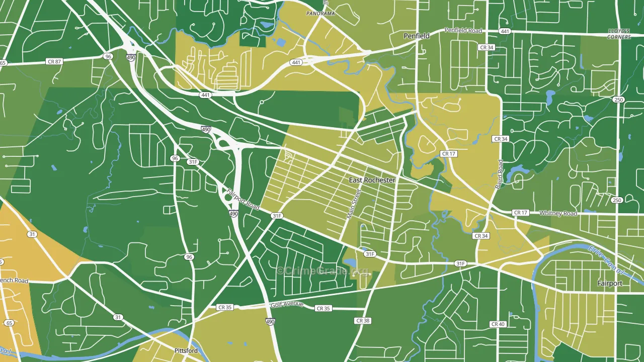 East Rochester, NY Map of Vandalism Rates