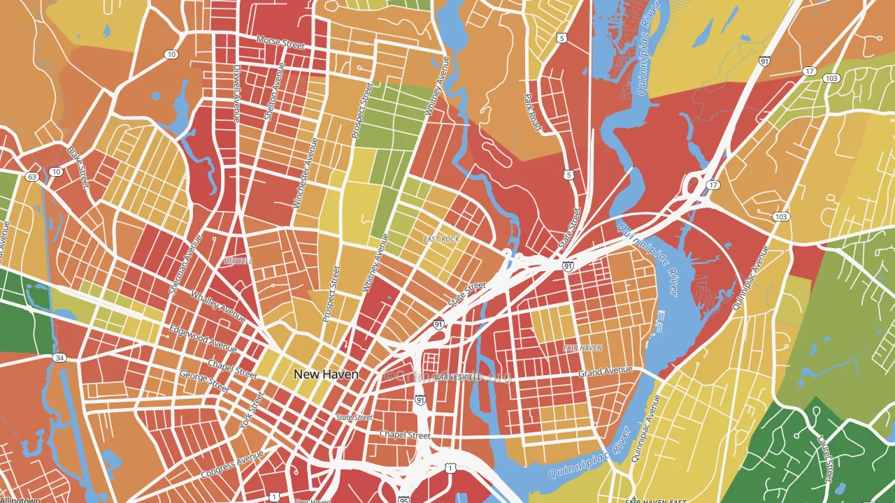 East Rock, New Haven, CT Map of Vandalism Rates