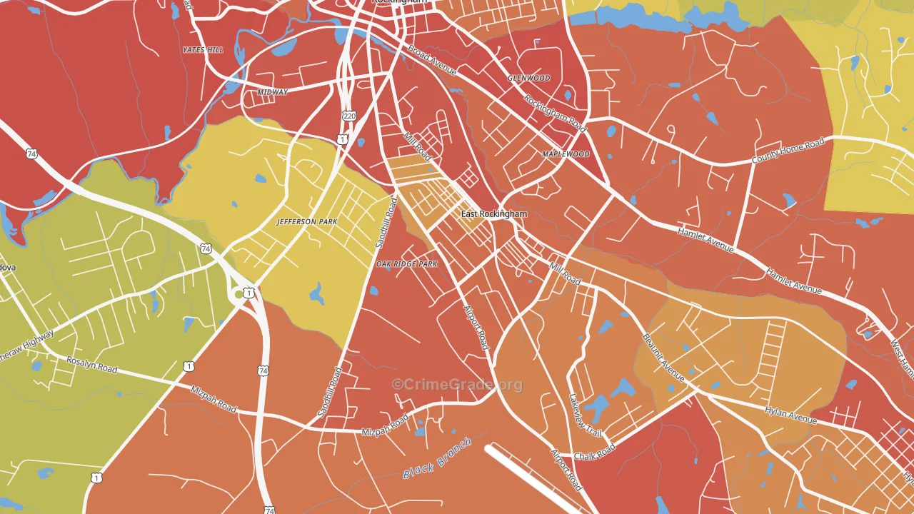 East Rockingham, NC Map of Vandalism Rates