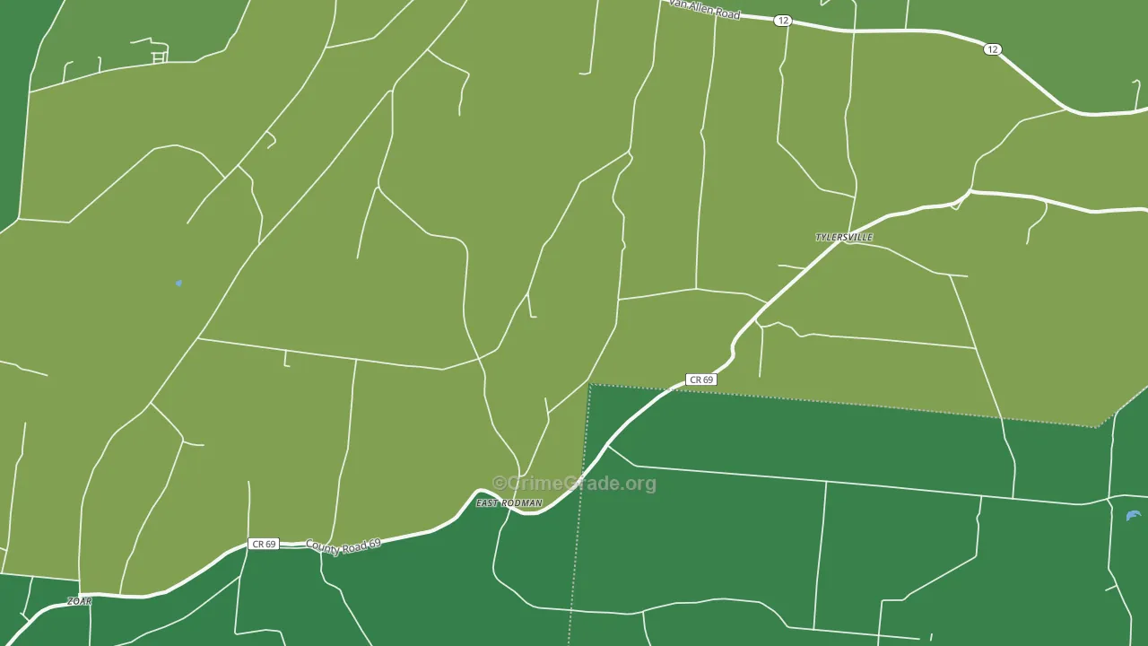 East Rodman, NY Map of Vandalism Rates