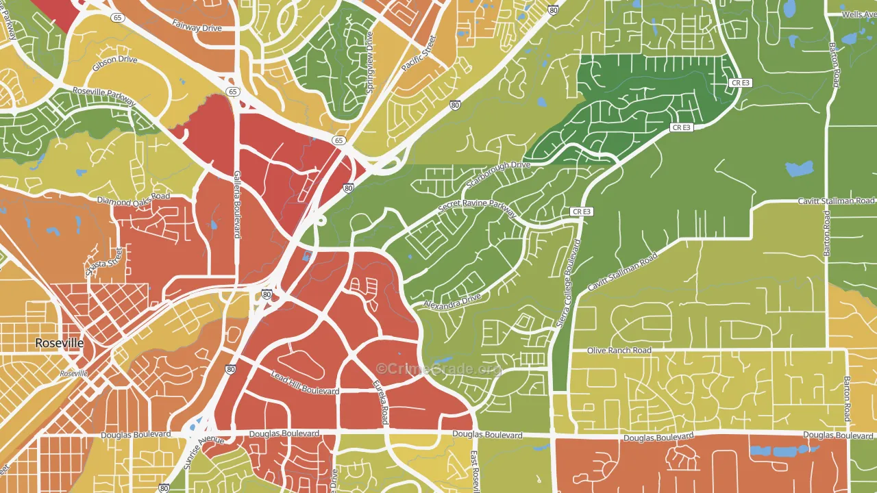 East Roseville Parkway, Roseville, CA Map of Vandalism Rates