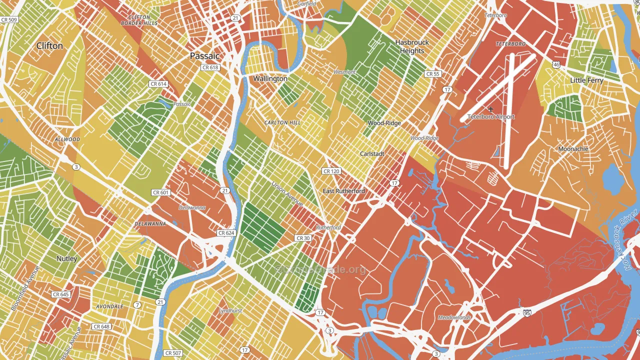 East Rutherford, NJ Map of Vandalism Rates