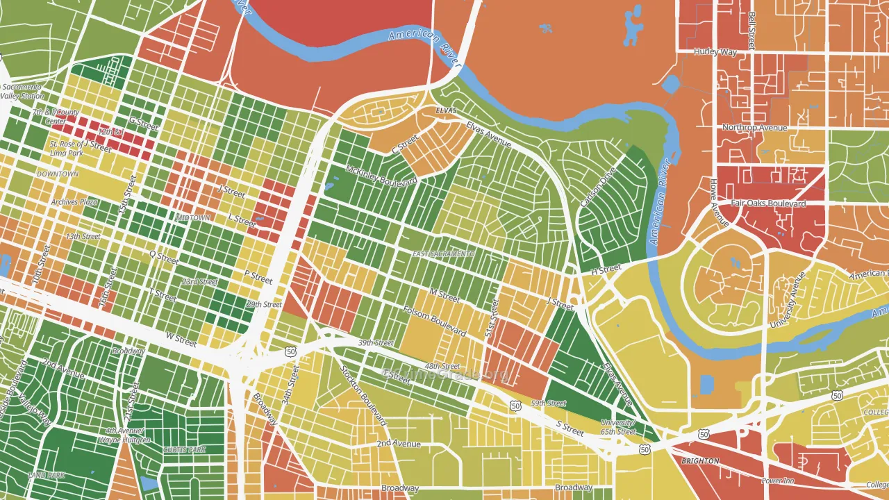 East Sacramento, Sacramento, CA Map of Vandalism Rates