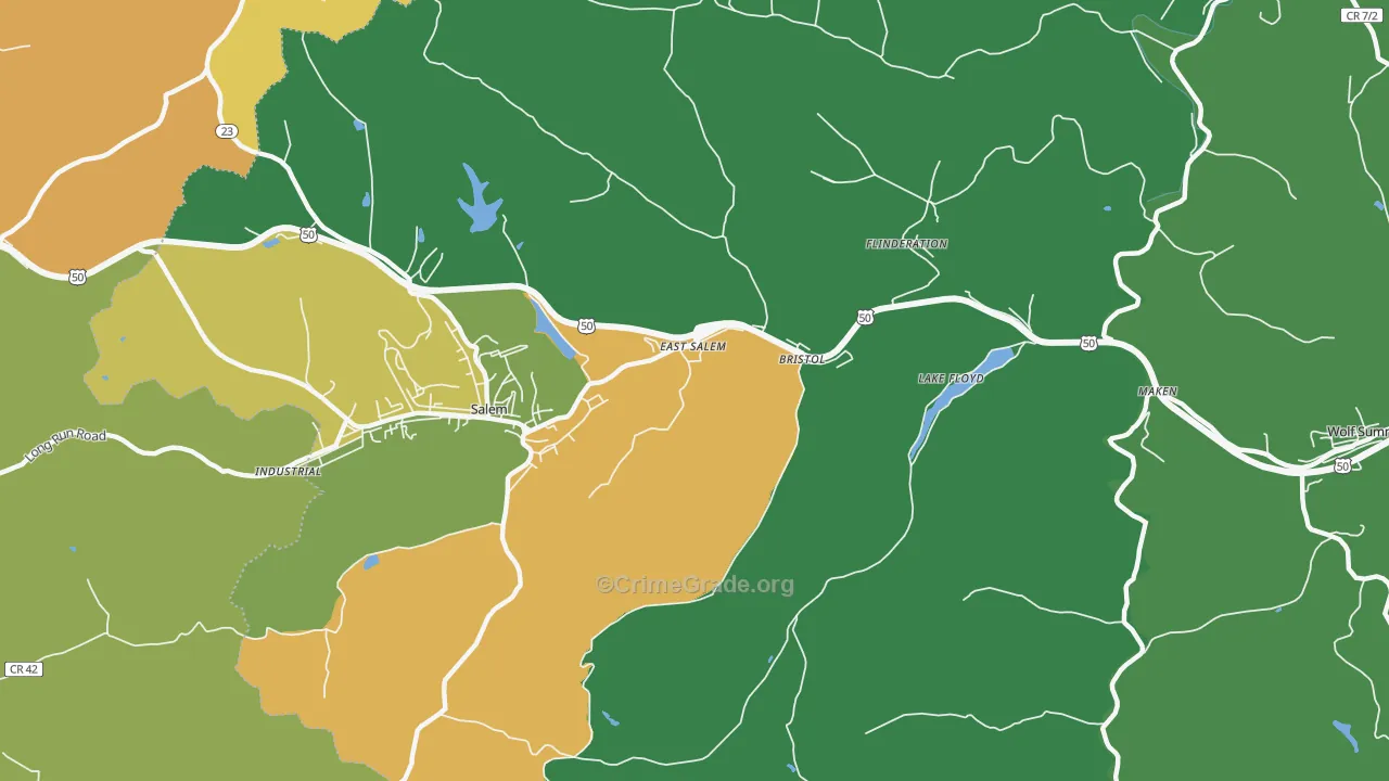 East Salem, WV Map of Vandalism Rates