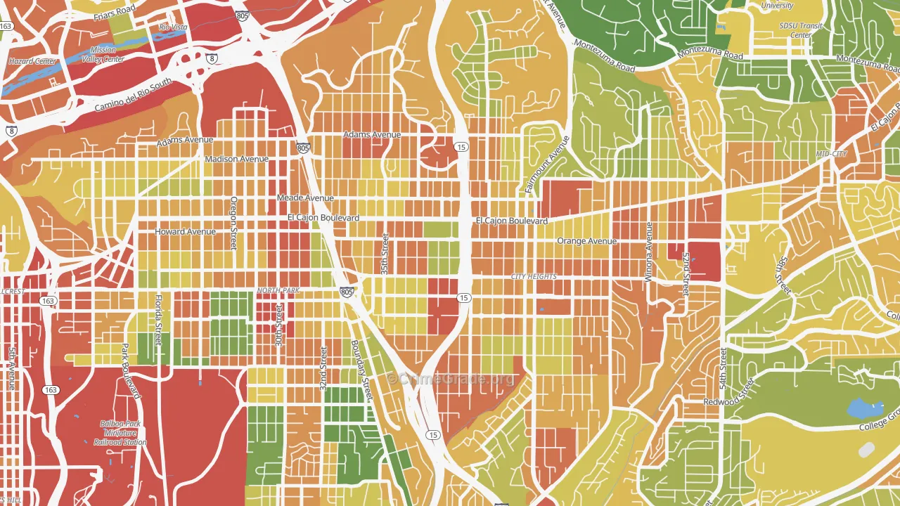 East San Diego, San Diego, CA Map of Vandalism Rates