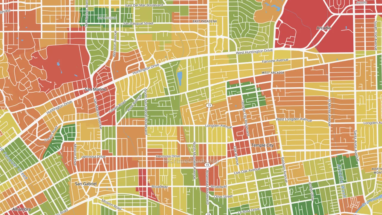 East San Gabriel, San Gabriel, CA Map of Vandalism Rates