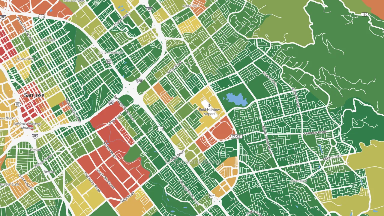 East San Jose, San Jose, CA Map of Vandalism Rates