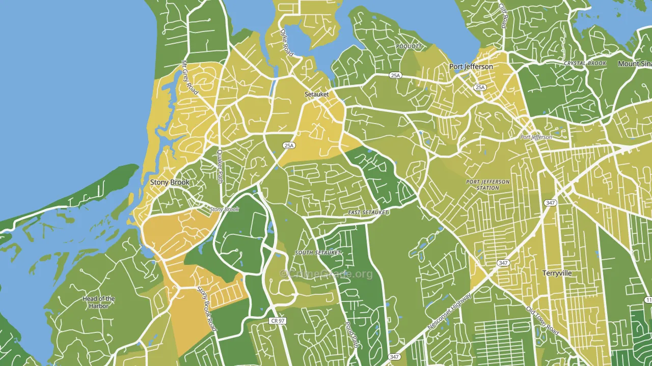 East Setauket, NY Map of Vandalism Rates