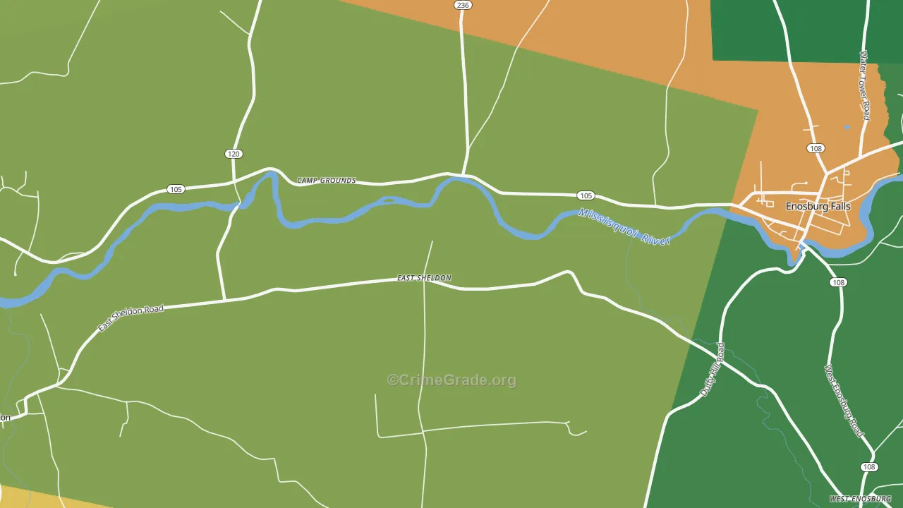 East Sheldon, VT Map of Vandalism Rates