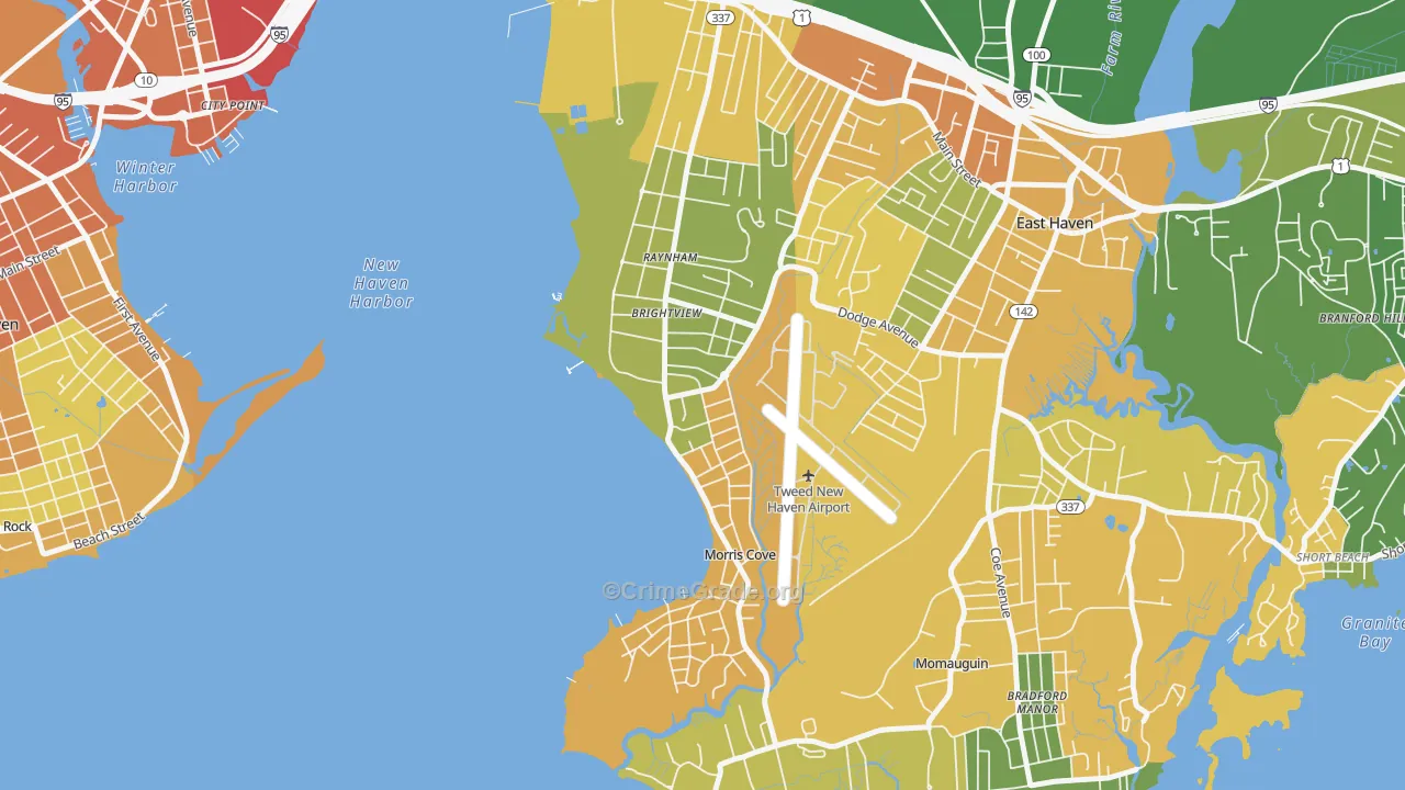 East Shore, East Haven, CT Map of Vandalism Rates