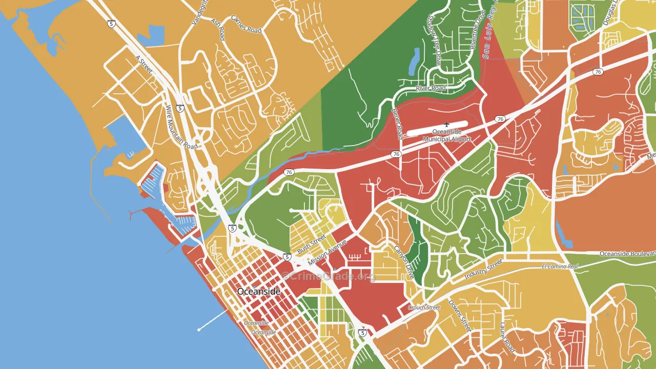 East Side Capistrano, Oceanside, CA Map of Vandalism Rates