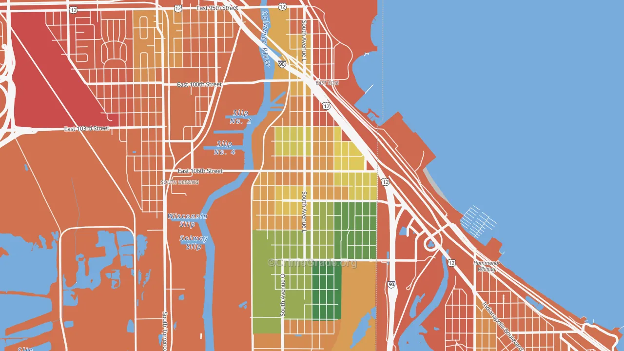 East Side, Chicago, IL Map of Vandalism Rates