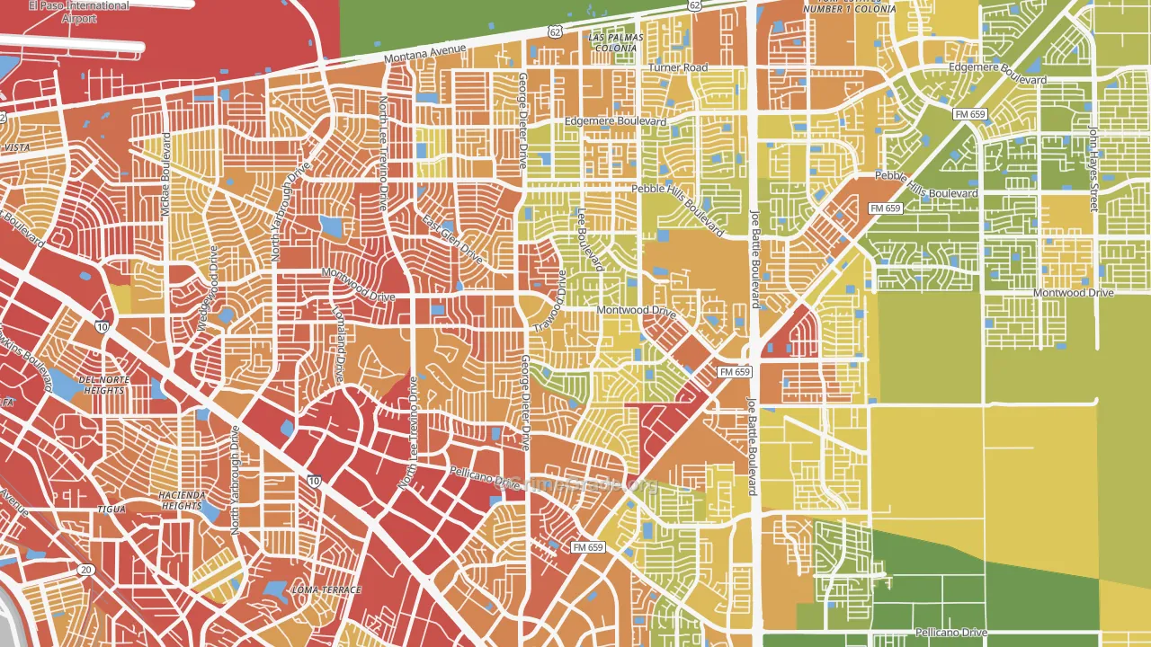 East Side, El Paso, TX Map of Vandalism Rates
