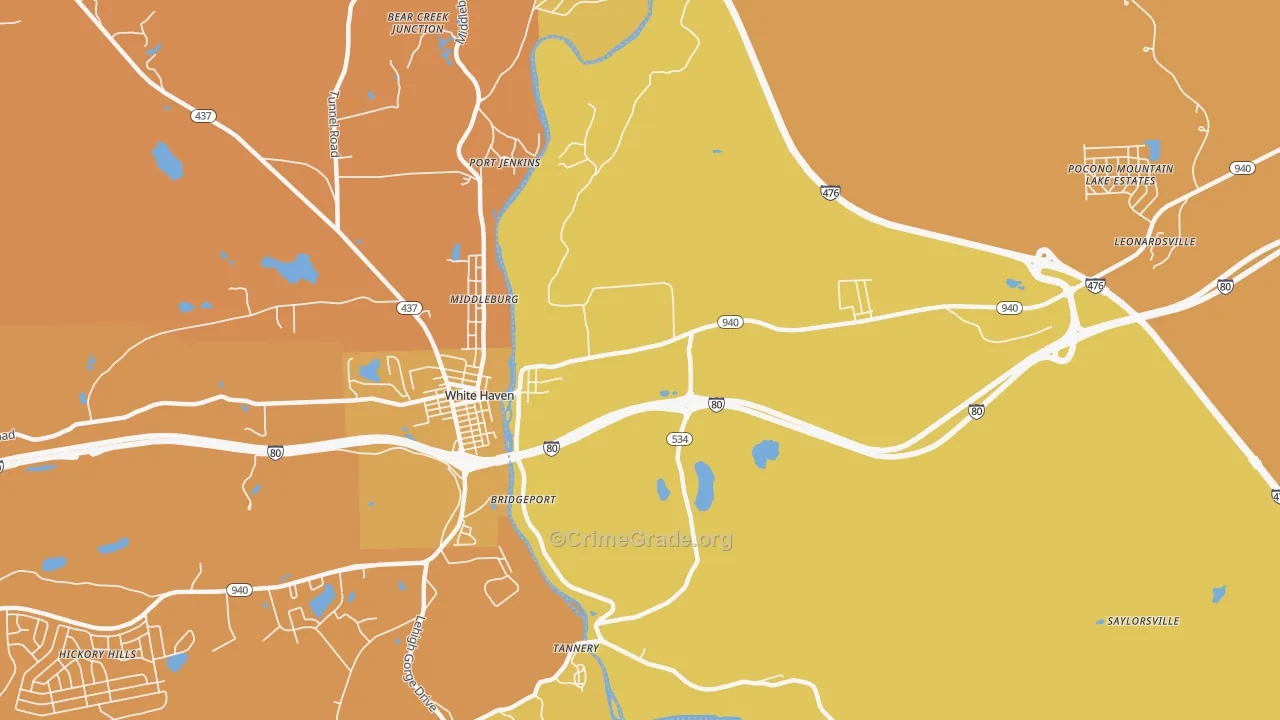 East Side, PA Map of Vandalism Rates