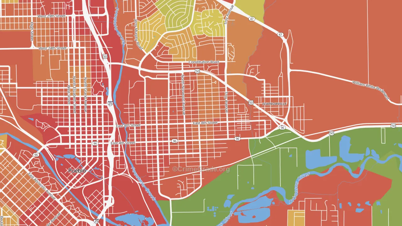 East Side, Pueblo, CO Map of Vandalism Rates