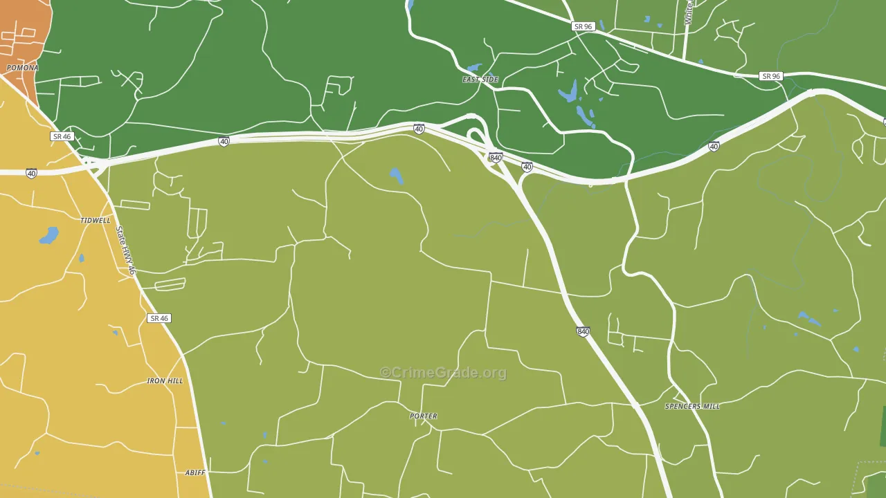 East Side, TN Map of Vandalism Rates