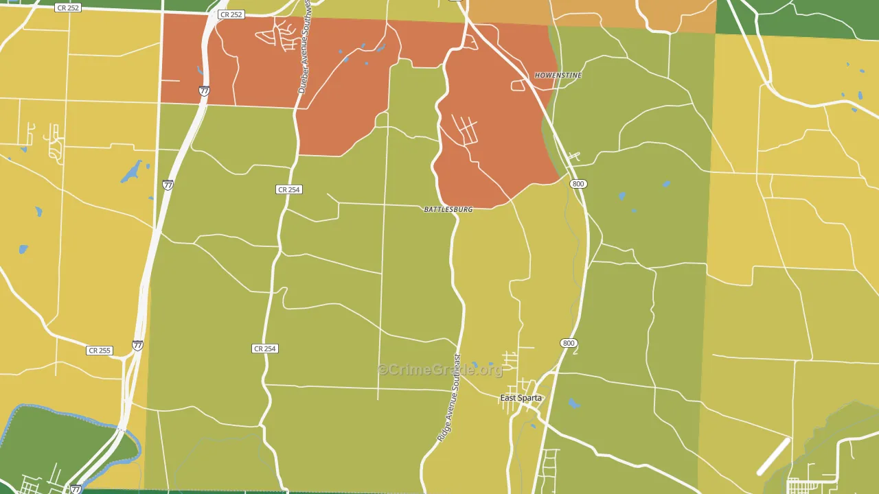 East Sparta, OH Map of Vandalism Rates