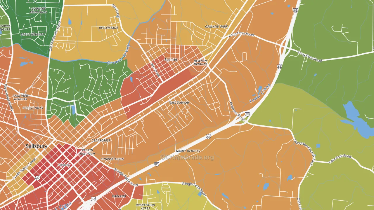 East Spencer, NC Map of Vandalism Rates
