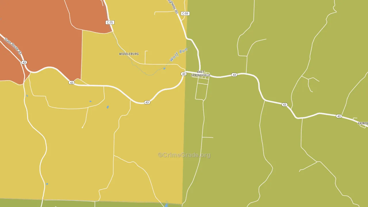 East Springfield, OH Map of Vandalism Rates