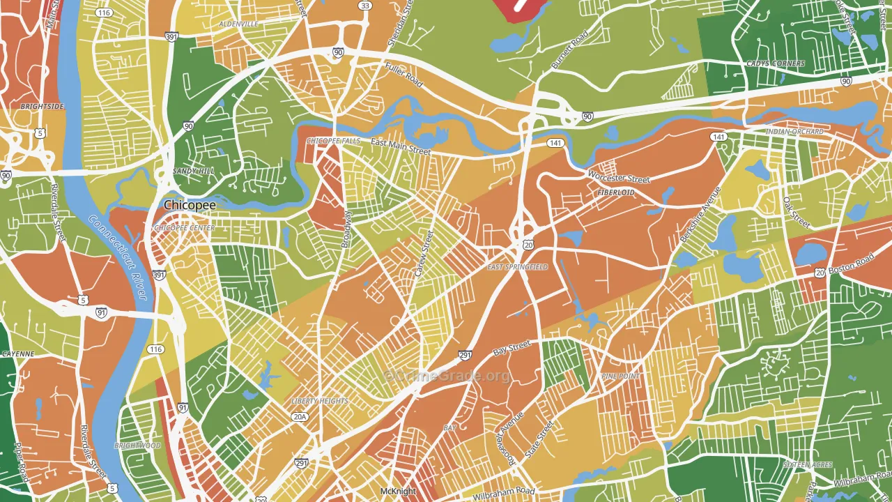 East Springfield, Springfield, MA Map of Vandalism Rates