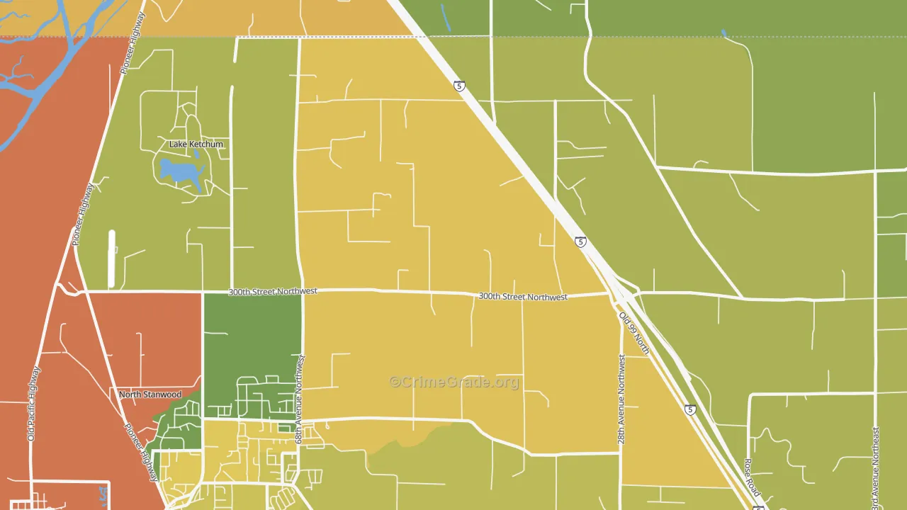 East Stanwood, WA Map of Vandalism Rates
