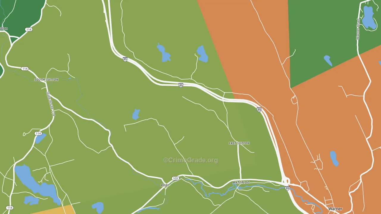 East Sutton, NH Map of Vandalism Rates