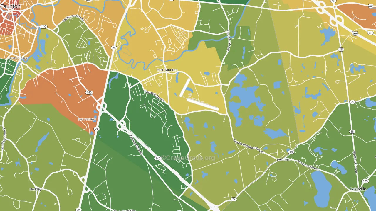 East Taunton, MA Map of Vandalism Rates