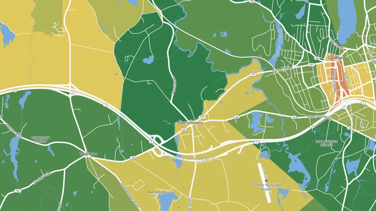 East Templeton, MA Map of Vandalism Rates