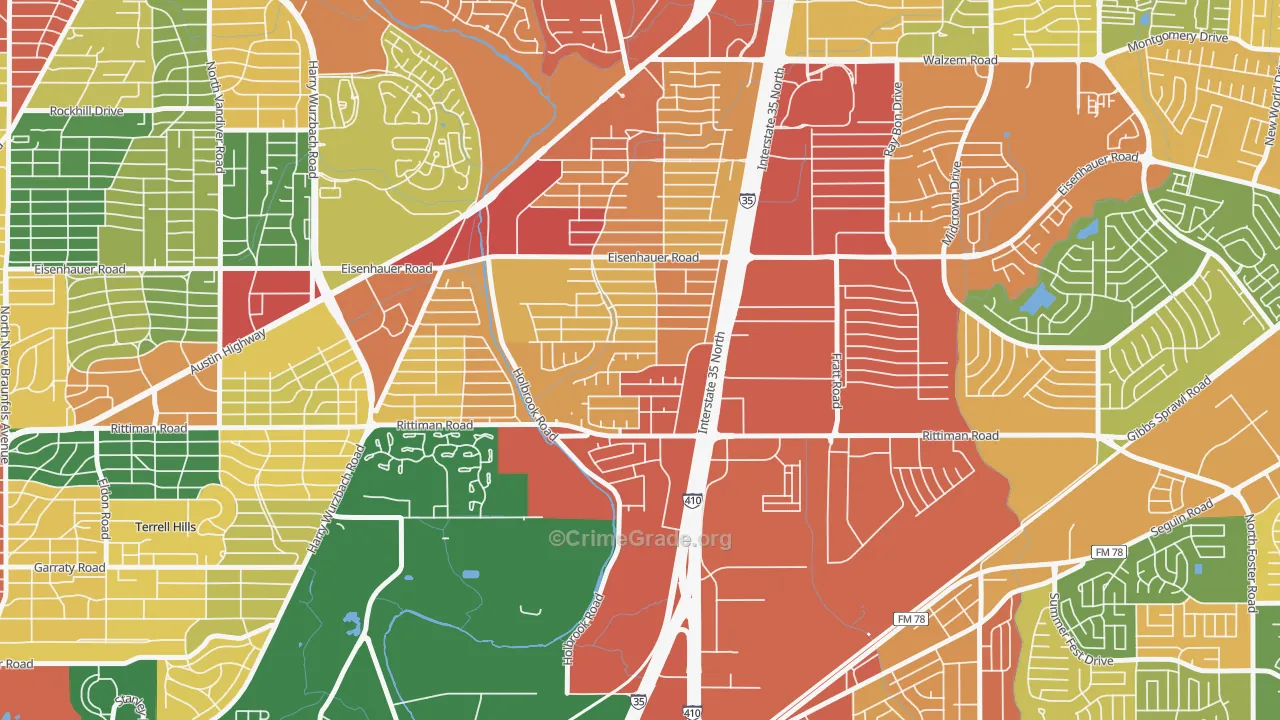 East Terrell Hills, San Antonio, TX Map of Vandalism Rates