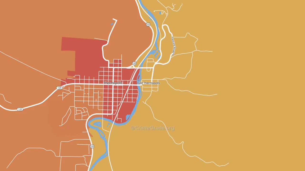 East Thermopolis, WY Map of Vandalism Rates