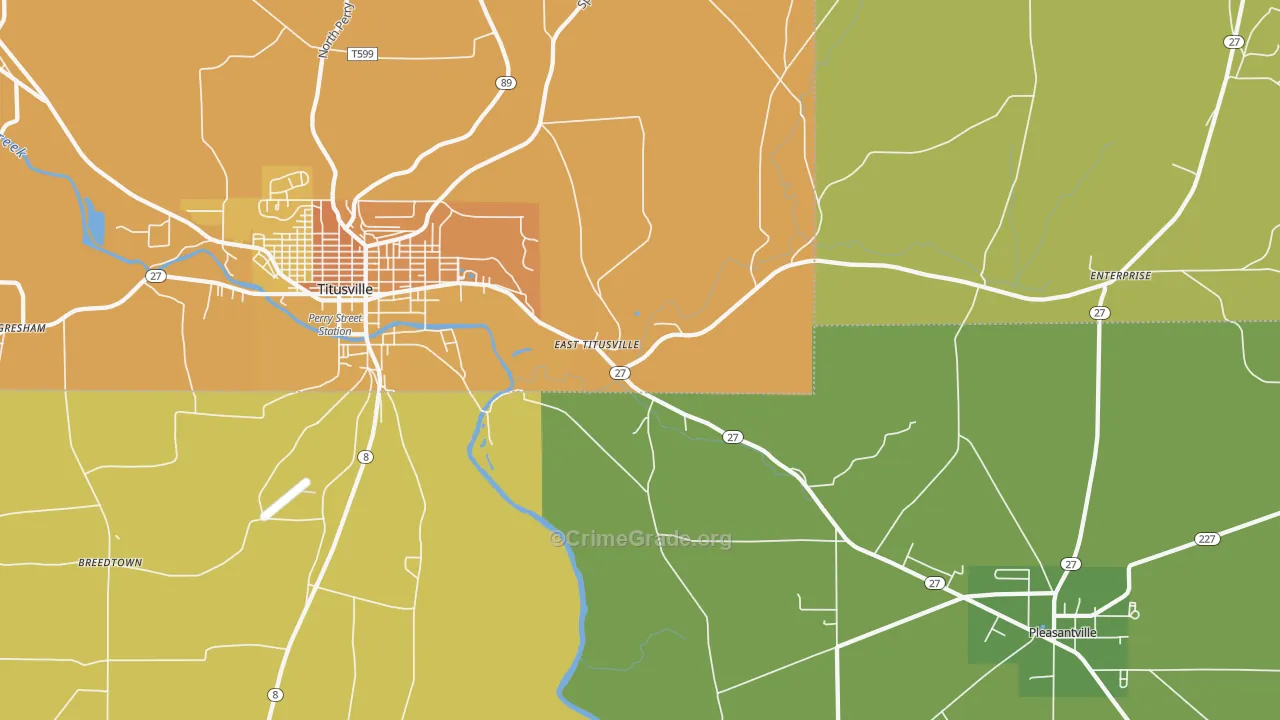 East Titusville, PA Map of Vandalism Rates