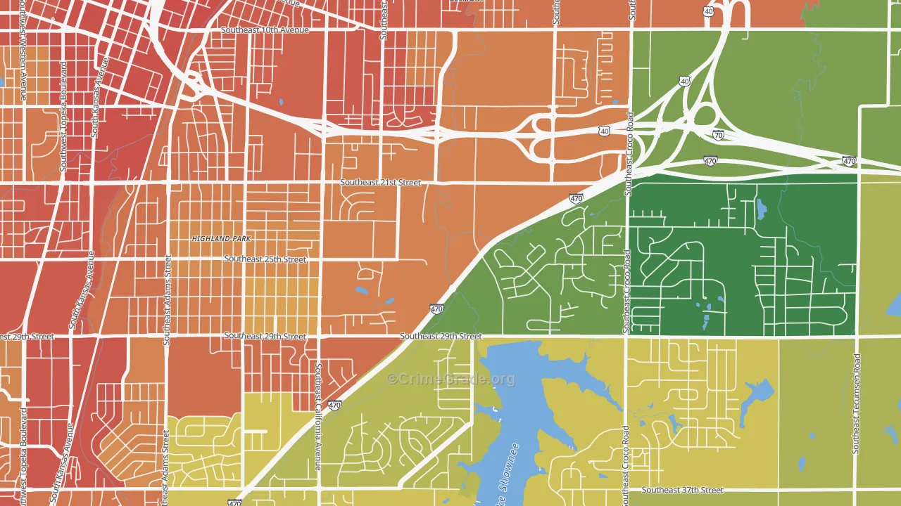 East Topeka, Topeka, KS Map of Vandalism Rates