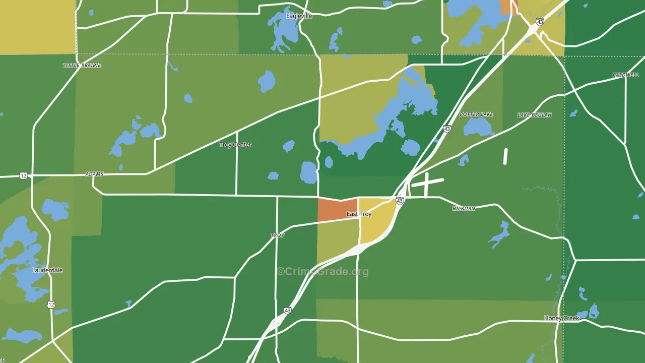 East Troy, WI Map of Vandalism Rates