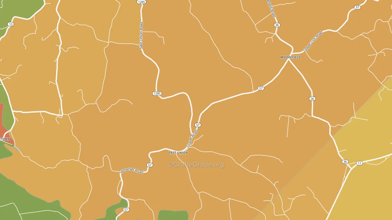 East Union, KY Map of Vandalism Rates