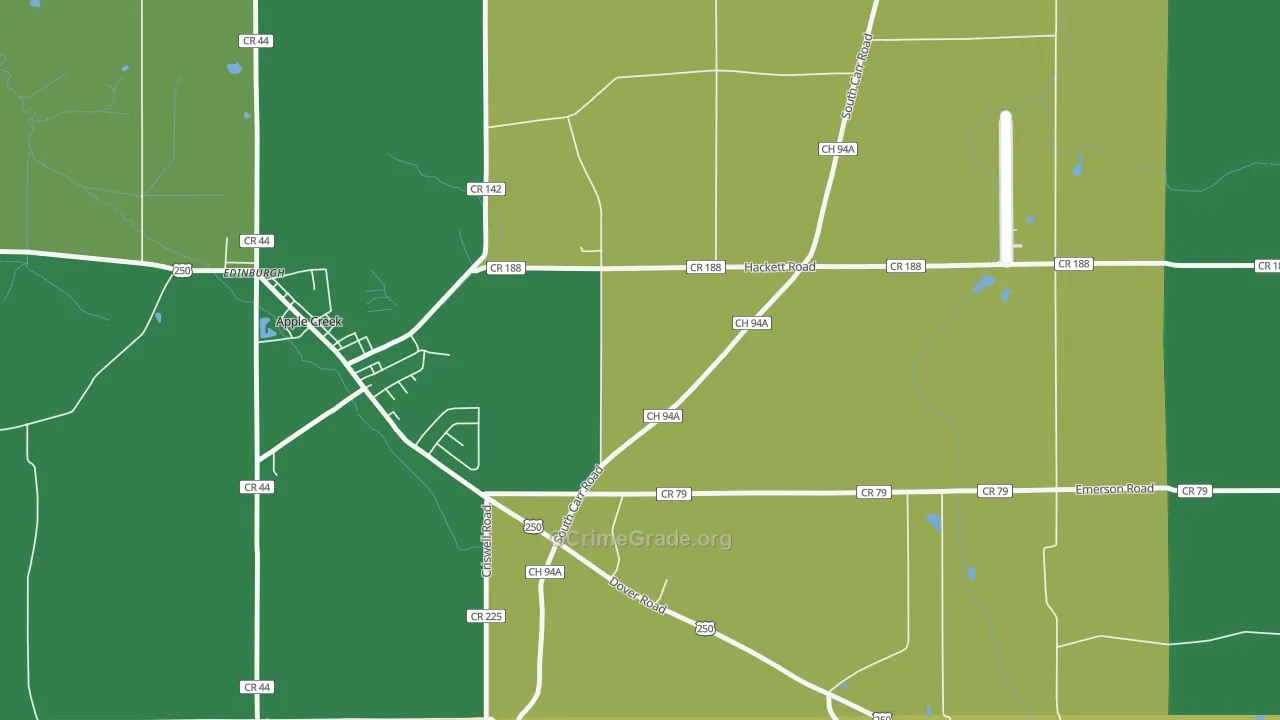 East Union, OH Map of Vandalism Rates