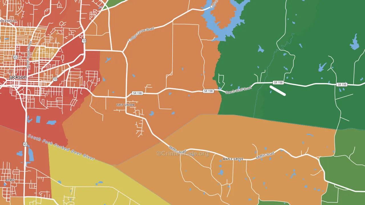 East Union, TN Map of Vandalism Rates
