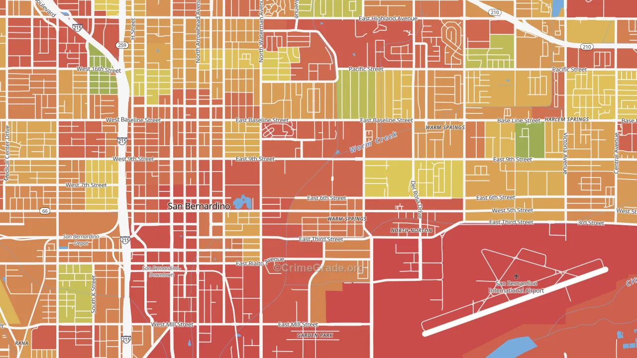 East Valley, San Bernardino, CA Map of Vandalism Rates