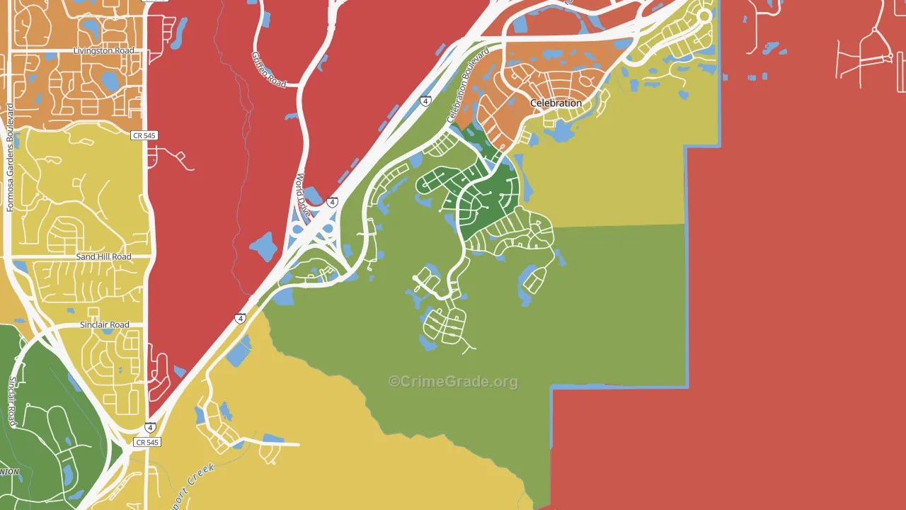 East Village, Celebration, FL Map of Vandalism Rates