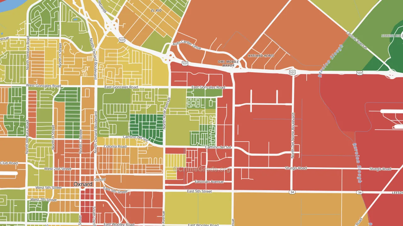 East Village Oxnard, Oxnard, CA Map of Vandalism Rates