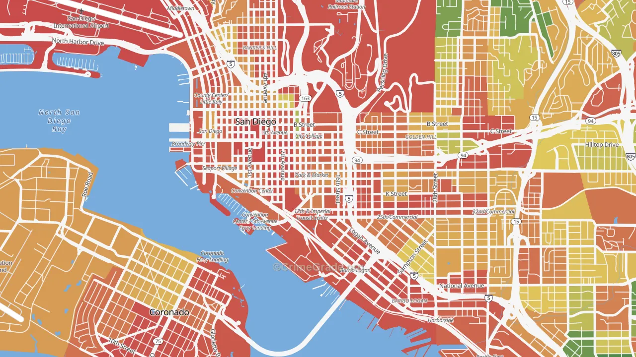 East Village, San Diego, CA Map of Vandalism Rates